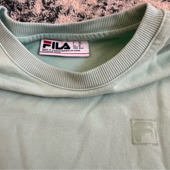 Fila Sweatshirt Crewneck Pullover Pocket Light Aqua Green Women’s M Sporty - Picture 3 of 7